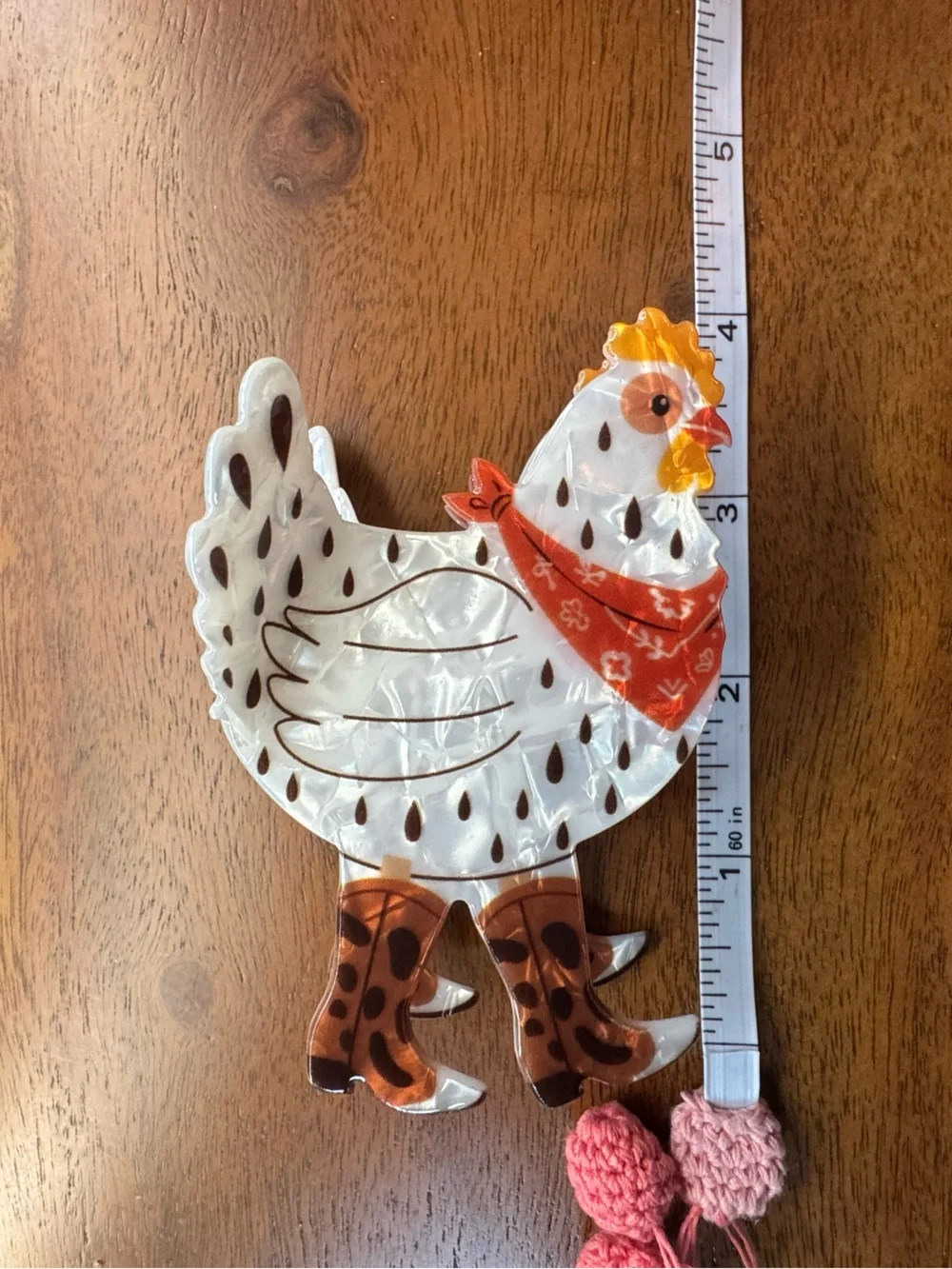 Western Hen with Red Bandana Hair Clip